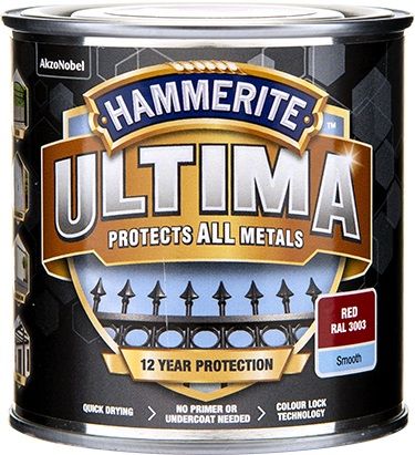 HAMMERITE ULTIMA SMOOTH RØD 250ML - Per Hagen Bilrekvisita