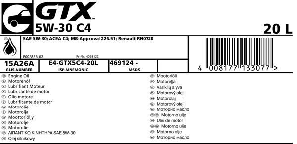 GTX 5W - 30 C4 20L - Per Hagen Bilrekvisita