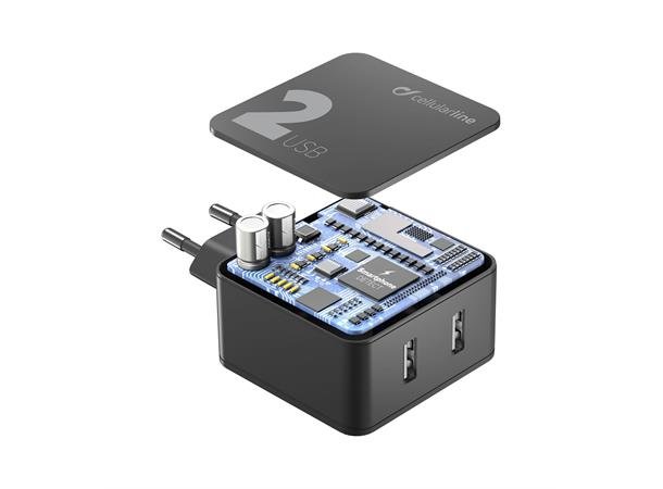 Usb Multipower USB Charger Multipower 2 220 V lader med to uttak 12W+12W