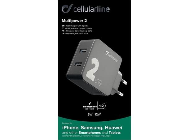 USB Charger Multipower 2 220 V lader med to uttak 12W+12W - Per Hagen Bilrekvisita