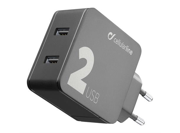 USB Charger Multipower 2 220 V lader med to uttak 12W+12W - Per Hagen Bilrekvisita