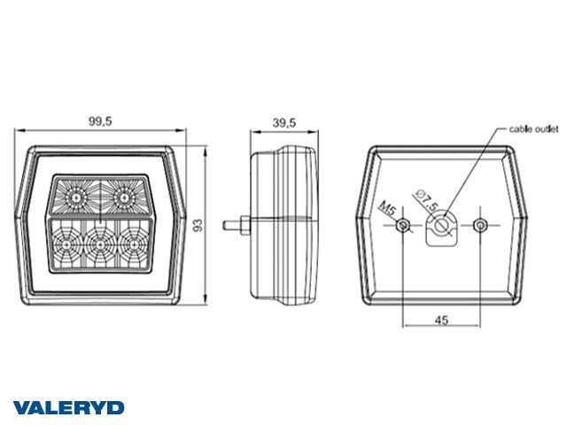 VALERYD LED BAKLYKT 99.5X93X39.5MM - Per Hagen Bilrekvisita