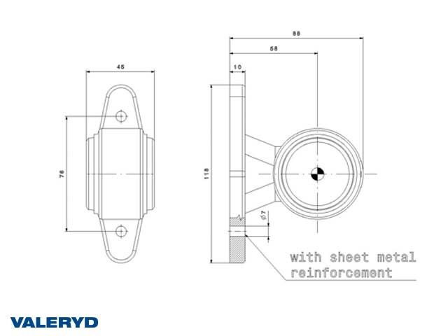 VALERYD LED BREDDEMARKERINGSLYKT 88X118X45MM - Per Hagen Bilrekvisita