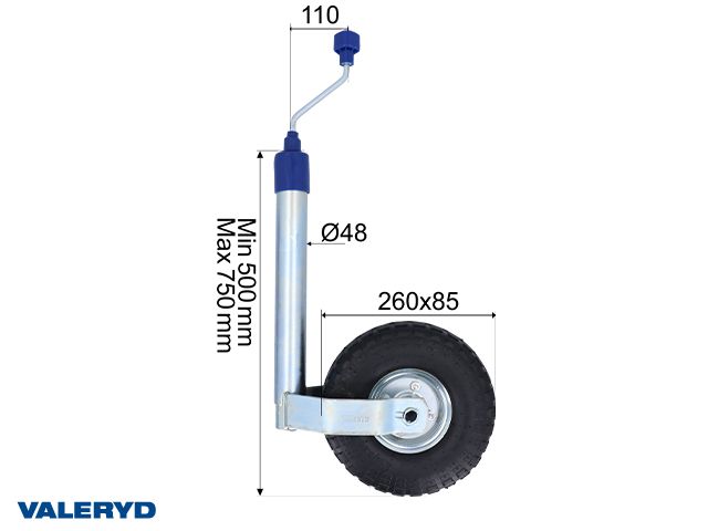 VALERYD STØTTEHJUL Ø48MM 136KG - Per Hagen Bilrekvisita